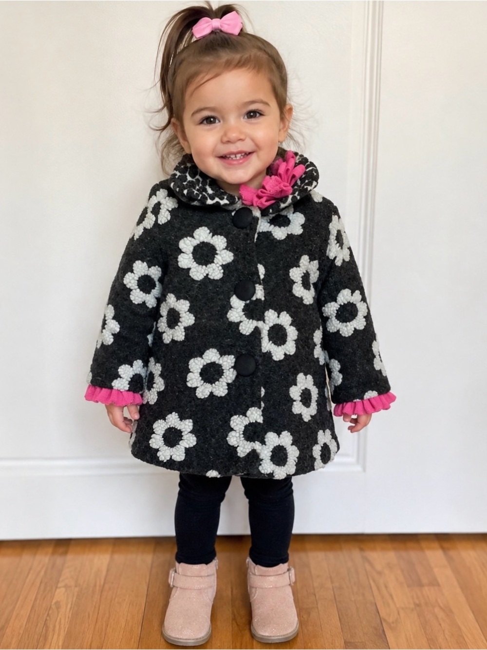 Corky & Company Vintage Floral Black and White Kids Jacket Size~ 2/3